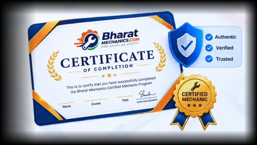 Bharat Mechanics certificate — Authentic, Verified, Trusted, Certified Mechanic